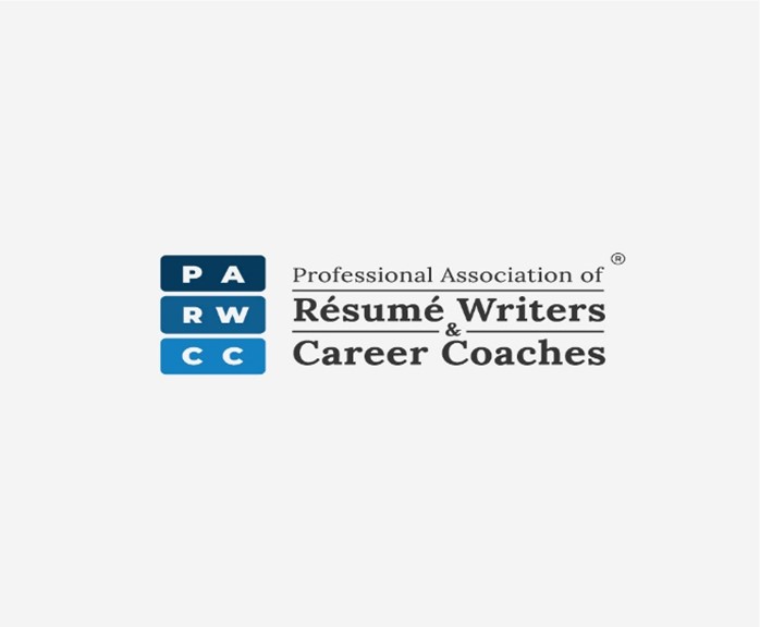 Logo of the professional association of résumé writers & career coaches, featuring blue initials "parwcc" with full name underneath.